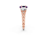 Rose gold Three-Stone Oval Cut Amethyst Braided Band Ring with Four-Prong Setting_14