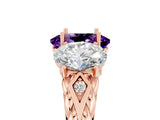 Rose gold Three-Stone Oval Cut Amethyst Braided Band Ring with Four-Prong Setting_17