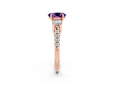 Rose gold Three-Stone Oval Cut Amethyst Pavé Band with Four-Prong Setting_2