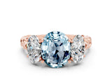 Rose gold Three-Stone Oval Cut Aquamarine Braided Band Ring with Four-Prong Setting_12
