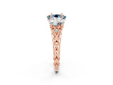 Rose gold Three-Stone Oval Cut Aquamarine Braided Band Ring with Four-Prong Setting_14