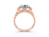 Rose gold Three-Stone Oval Cut Aquamarine Braided Band Ring with Four-Prong Setting_15