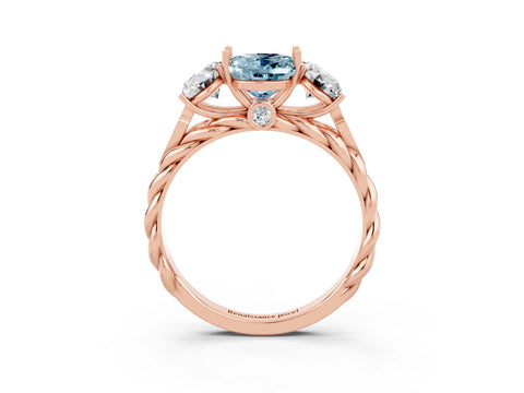 Rose gold Three-Stone Oval Cut Aquamarine Braided Band Ring with Four-Prong Setting_15