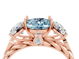 Rose gold Three-Stone Oval Cut Aquamarine Braided Band Ring with Four-Prong Setting_16