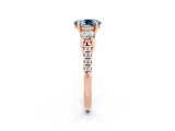 Rose gold Three-Stone Oval Cut Aquamarine Pavé Band with Four-Prong Setting_2