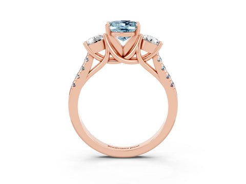 Rose gold Three-Stone Oval Cut Aquamarine Pavé Band with Four-Prong Setting_3