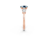 Rose gold Three-Stone Oval Cut Aquamarine Ring with Pear Side Stones and Four-Prong Setting_2