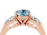 Rose gold Three-Stone Oval Cut Aquamarine Ring with Pear Side Stones and Four-Prong Setting_4