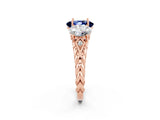 Rose gold Three-Stone Oval Cut Blue Sapphire Braided Band Ring with Four-Prong Setting_14