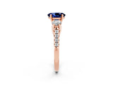 Rose gold Three-Stone Oval Cut Blue Sapphire Pavé Band with Four-Prong Setting_2