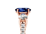 Rose gold Three-Stone Oval Cut Blue Sapphire Pavé Band with Four-Prong Setting_5