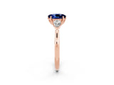 Rose gold Three-Stone Oval Cut Blue Sapphire Ring with Pear  Side Stones in Four-Prong Setting_14