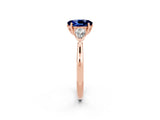 Rose gold Three-Stone Oval Cut Blue Sapphire Ring with Pear  Side Stones in Four-Prong Setting_38