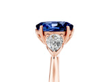 Rose gold Three-Stone Oval Cut Blue Sapphire Ring with Pear  Side Stones in Four-Prong Setting_41