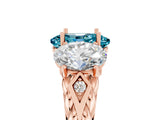Rose gold Three-Stone Oval Cut Blue Topaz Braided Band Ring with Four-Prong Setting_17