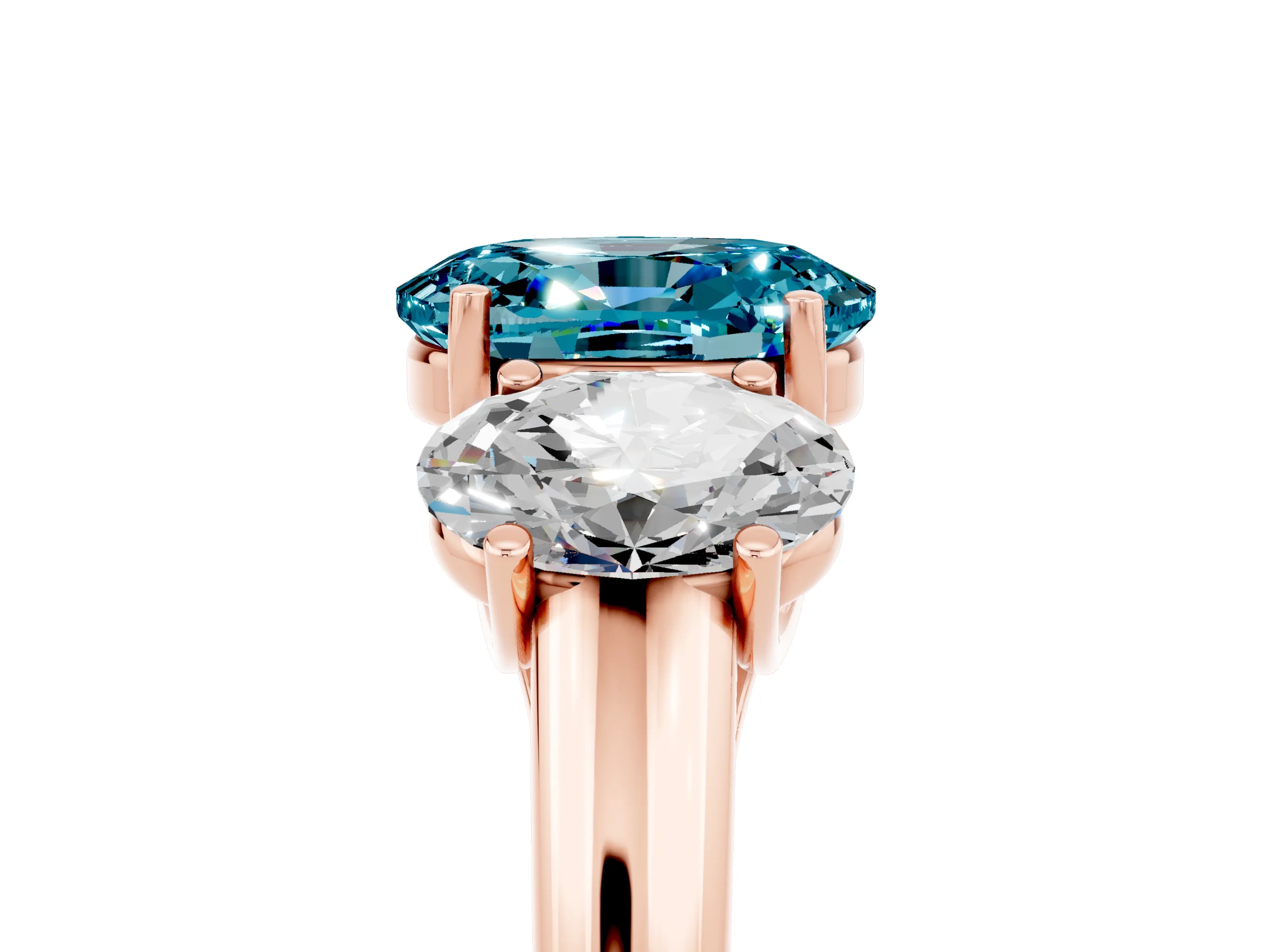 Rose gold Three-Stone Oval Cut Blue Topaz Engagement Ring with Prong Setting_5