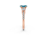 Rose gold Three-Stone Oval Cut Blue Topaz Pavé Band with Four-Prong Setting_2
