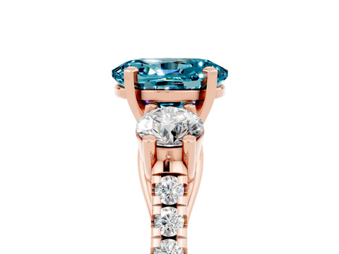 Rose gold Three-Stone Oval Cut Blue Topaz Pavé Band with Four-Prong Setting_5