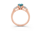 Rose gold Three-Stone Oval Cut Blue Topaz Ring with Pear Side Stones and Four-Prong Setting_3