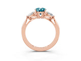 Rose gold Three-Stone Oval Cut Blue Topaz Ring with Pear  Side Stones in Four-Prong Setting_39