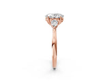 Rose gold Three-Stone Oval Cut Brilliant Diamond Solitaire Ring with Tapered Band and Four-Prong Setting_5