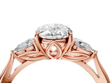 Rose gold Three-Stone Oval Cut Brilliant Diamond Solitaire Ring with Tapered Band and Four-Prong Setting_7