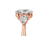 Rose gold Three-Stone Oval Cut Brilliant Diamond Solitaire Ring with Tapered Band and Four-Prong Setting_8