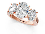Rose gold Three-Stone Oval Cut Brilliant Diamond Trellis Ring with Comfort Fit Band_4