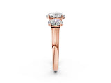 Rose gold Three-Stone Oval Cut Brilliant Diamond Trellis Ring with Comfort Fit Band_5