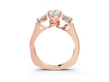 Rose gold Three-Stone Oval Cut Brilliant Diamond Trellis Ring with Comfort Fit Band_6