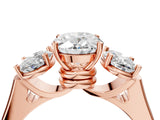 Rose gold Three-Stone Oval Cut Brilliant Diamond Trellis Ring with Comfort Fit Band_7
