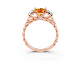 Rose gold Three-Stone Oval Cut Citrine Braided Band Ring with Four-Prong Setting_49