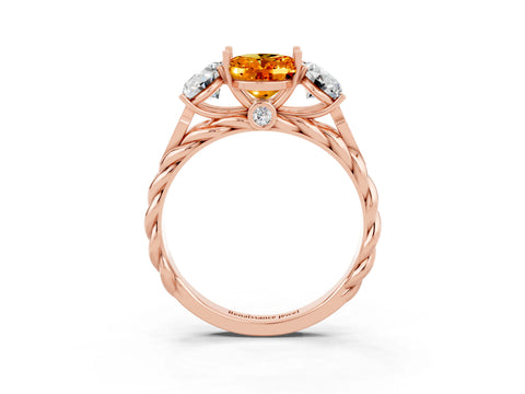 Rose gold Three-Stone Oval Cut Citrine Braided Band Ring with Four-Prong Setting_49