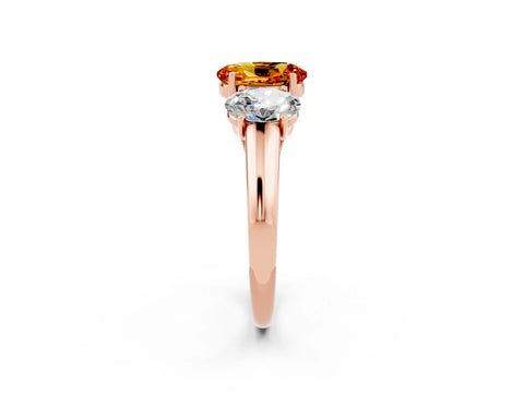 Rose gold Three-Stone Oval Cut Citrine Engagement Ring with Prong Setting_2