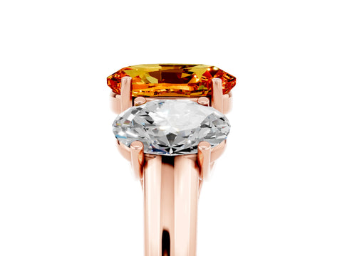 Rose gold Three-Stone Oval Cut Citrine Engagement Ring with Prong Setting_5