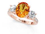 Rose gold Three-Stone Oval Cut Citrine Pavé Band with Four-Prong Setting_1
