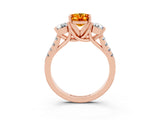 Rose gold Three-Stone Oval Cut Citrine Pavé Band with Four-Prong Setting_3