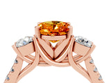 Rose gold Three-Stone Oval Cut Citrine Pavé Band with Four-Prong Setting_4