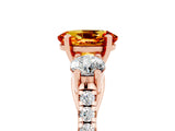 Rose gold Three-Stone Oval Cut Citrine Pavé Band with Four-Prong Setting_5