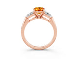 Rose gold Three-Stone Oval Cut Citrine Ring with Pear Side Stones and Four-Prong Setting_3