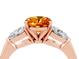 Rose gold Three-Stone Oval Cut Citrine Ring with Pear Side Stones and Four-Prong Setting_4