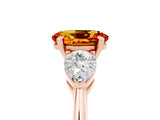 Rose gold Three-Stone Oval Cut Citrine Ring with Pear Side Stones and Four-Prong Setting_5