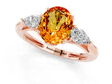 Rose gold Three-Stone Oval Cut Citrine Ring with Pear  Side Stones in Four-Prong Setting_13