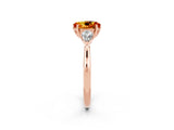 Rose gold Three-Stone Oval Cut Citrine Ring with Pear  Side Stones in Four-Prong Setting_14