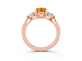 Rose gold Three-Stone Oval Cut Citrine Ring with Pear  Side Stones in Four-Prong Setting_15
