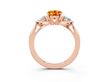 Rose gold Three-Stone Oval Cut Citrine Ring with Pear  Side Stones in Four-Prong Setting_39
