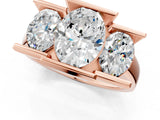 Rose gold Three Stone Oval Cut Cut Channel Set Diamond Ring_4