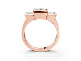 Rose gold Three Stone Oval Cut Cut Channel Set Diamond Ring_6