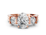 Rose gold Three-Stone Oval Cut Cut Classic Band Prong Setting Ring_7