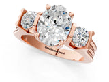 Rose gold Three-Stone Oval Cut Cut Classic Band Prong Setting Ring_8